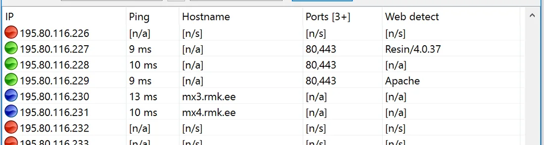 Results table filling with alive hosts