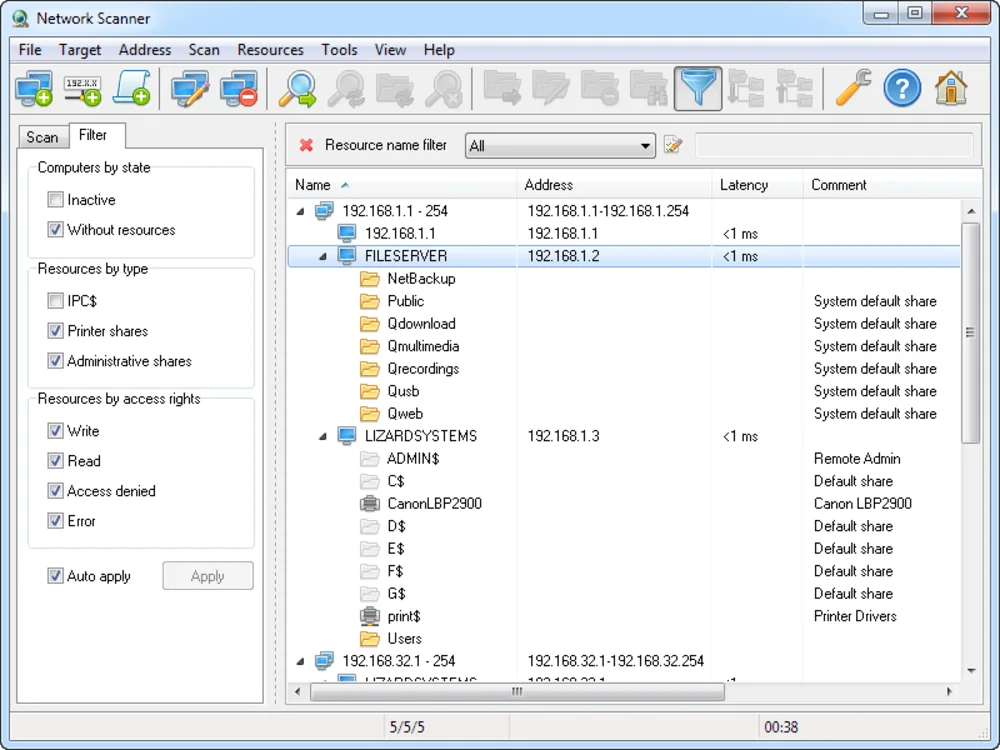 Filtering results down to shared folders