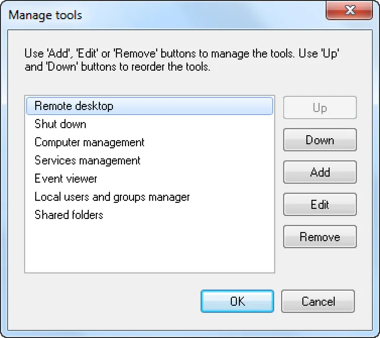 Managing the tools available after a scan